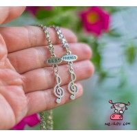 Кулон для двоих друзей "Best Friends. Скрипичный ключ. Цена за набор